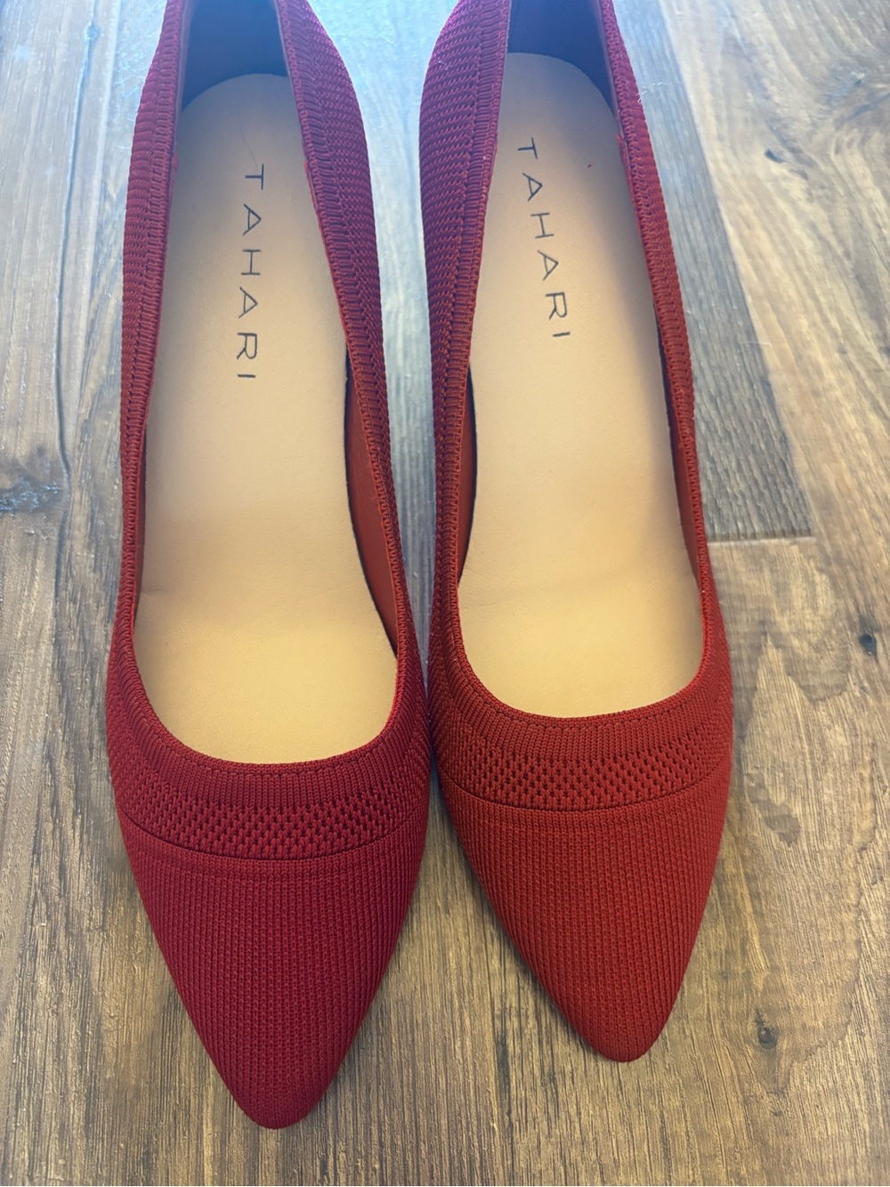 Tahari Red Knit Heels